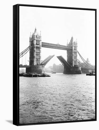 Tower Bridge with Bascules Open, London, C1905-null-Framed Stretched Canvas