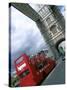 Tower Bridge with Double-Decker Bus, London, England-Bill Bachmann-Stretched Canvas