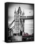 Tower Bridge with Red Bus in London - City of London - UK - England - United Kingdom - Europe-Philippe Hugonnard-Framed Stretched Canvas