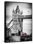 Tower Bridge with Red Bus in London - City of London - UK - England - United Kingdom - Europe-Philippe Hugonnard-Framed Stretched Canvas