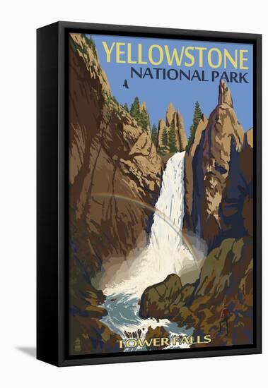 Tower Falls - Yellowstone National Park-Lantern Press-Framed Stretched Canvas