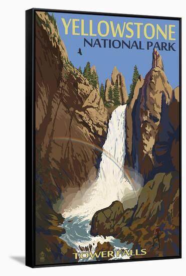 Tower Falls - Yellowstone National Park-Lantern Press-Framed Stretched Canvas