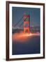 Tower Fog Night Lights Golden Gate Bridge, San Francisco California Travel-Vincent James-Framed Photographic Print