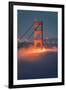 Tower Fog Night Lights Golden Gate Bridge, San Francisco California Travel-Vincent James-Framed Photographic Print