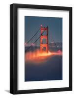 Tower Fog Night Lights Golden Gate Bridge, San Francisco California Travel-Vincent James-Framed Photographic Print