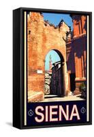 Tower in Siena Italy 1-Anna Siena-Framed Stretched Canvas