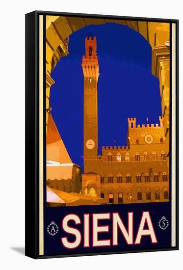 Tower in Siena Italy 2-Anna Siena-Framed Stretched Canvas