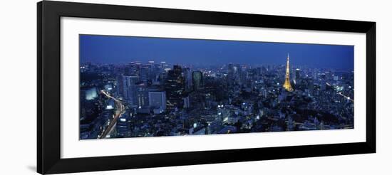 Tower Lit Up at Dusk in City, Tokyo Tower, Minato Ward, Kanto Region, Honshu, Japan-null-Framed Photographic Print