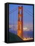 Tower of Golden Gate Bridge and San Francisco at Dusk-Julie Eggers-Framed Stretched Canvas