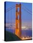 Tower of Golden Gate Bridge and San Francisco at Dusk-Julie Eggers-Stretched Canvas