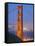 Tower of Golden Gate Bridge and San Francisco at Dusk-Julie Eggers-Framed Stretched Canvas