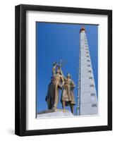 Tower of Juche, Ideal Exhorting the Non-Dependance on Others, Pyongyang, North Korea, Asia-Anthony Waltham-Framed Photographic Print