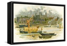 Tower of London in the 19th Century. also known as Her Majesty's Royal Palace and Fortress-Charles Wilkinson-Framed Stretched Canvas