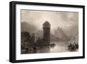 Tower of Niederlahnstein, Engraved by E. Goodall, Illustration from 'The Pilgrims of the Rhine'…-David Roberts-Framed Giclee Print