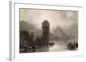 Tower of Niederlahnstein, Engraved by E. Goodall, Illustration from 'The Pilgrims of the Rhine'…-David Roberts-Framed Giclee Print