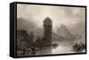 Tower of Niederlahnstein, Engraved by E. Goodall, Illustration from 'The Pilgrims of the Rhine'…-David Roberts-Framed Stretched Canvas