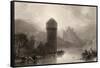 Tower of Niederlahnstein, Engraved by E. Goodall, Illustration from 'The Pilgrims of the Rhine'…-David Roberts-Framed Stretched Canvas