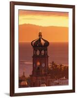 Tower of Nuestra Senora de Guadalupe at Sunset, and Bay of Banderas, Puerto Vallarta, Mexico-Merrill Images-Framed Photographic Print