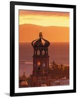 Tower of Nuestra Senora de Guadalupe at Sunset, and Bay of Banderas, Puerto Vallarta, Mexico-Merrill Images-Framed Photographic Print