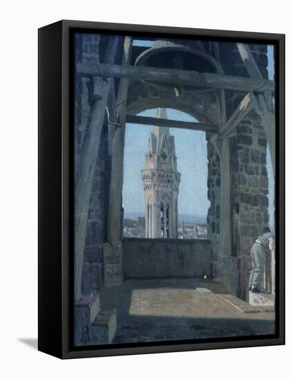 Tower of Palazzo Del Podesta-Giuseppe Abbati-Framed Stretched Canvas