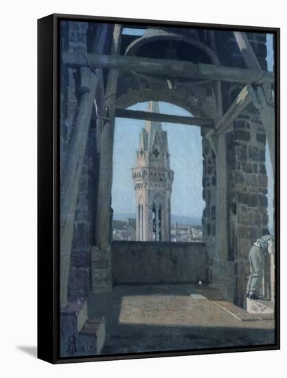 Tower of Palazzo Del Podesta-Giuseppe Abbati-Framed Stretched Canvas