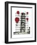 Tower of Pisa and Red Hot Air Balloons-Fab Funky-Framed Art Print