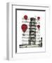 Tower of Pisa and Red Hot Air Balloons-Fab Funky-Framed Art Print