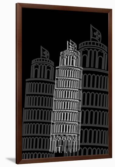 Tower of Pisa Night-Cristian Mielu-Framed Art Print