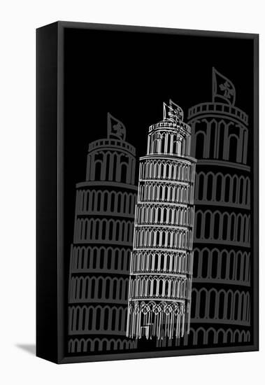 Tower of Pisa Night-Cristian Mielu-Framed Stretched Canvas
