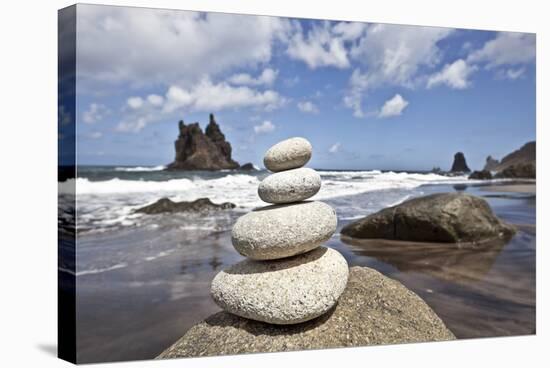 Tower of Stones at Playa De Benijo, Tenerife-Uwe Merkel-Stretched Canvas