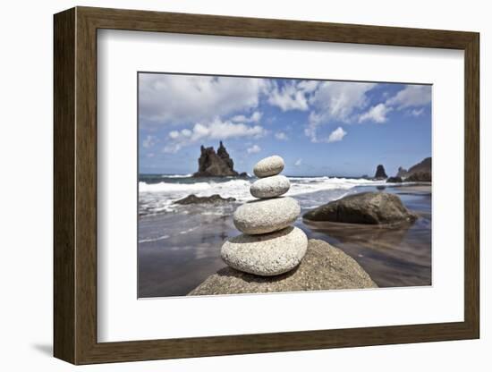 Tower of Stones at Playa De Benijo, Tenerife-Uwe Merkel-Framed Photographic Print