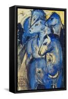 Tower of the Blue Horses, 1913 (Postcard to Else Lasker-Schueler)-Franz Marc-Framed Stretched Canvas