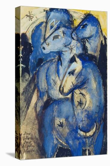 Tower of the Blue Horses, 1913 (Postcard to Else Lasker-Schueler)-Franz Marc-Stretched Canvas