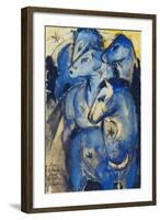 Tower of the Blue Horses, 1913 (Postcard to Else Lasker-Schueler)-Franz Marc-Framed Giclee Print