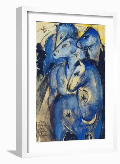 Tower of the Blue Horses, 1913 (Postcard to Else Lasker-Schueler)-Franz Marc-Framed Giclee Print