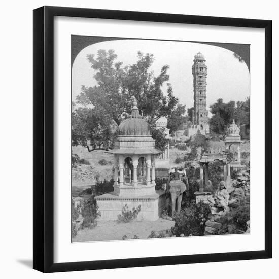 Tower of Victory Amd Royal Cenotaphs, Chittaurgarh, India, 1904-Underwood & Underwood-Framed Giclee Print