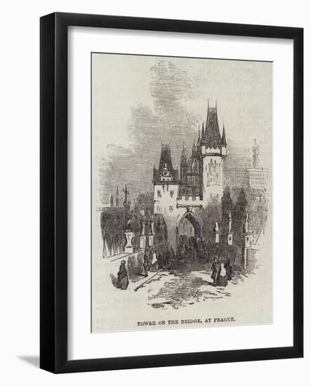 Tower on the Bridge, at Prague-null-Framed Giclee Print