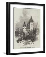 Tower on the Bridge, at Prague-null-Framed Giclee Print