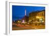 Tower Theatre on Wall Street at Dusk, Bend, Oregon, USA-Chuck Haney-Framed Photographic Print