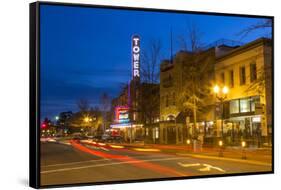 Tower Theatre on Wall Street at Dusk, Bend, Oregon, USA-Chuck Haney-Framed Stretched Canvas