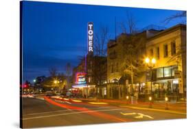 Tower Theatre on Wall Street at Dusk, Bend, Oregon, USA-Chuck Haney-Stretched Canvas