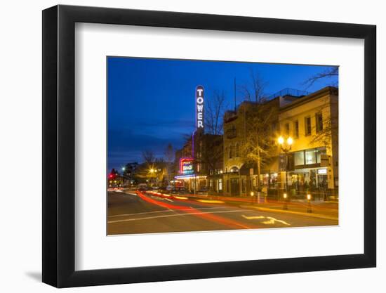 Tower Theatre on Wall Street at Dusk, Bend, Oregon, USA-Chuck Haney-Framed Photographic Print