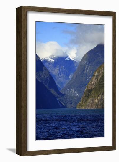 Towering Peaks and Narrow Gorge of Milford Sound on the South Island of New Zealand-Paul Dymond-Framed Photographic Print