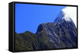 Towering Peaks and Narrow Gorge of Milford Sound on the South Island of New Zealand-Paul Dymond-Framed Stretched Canvas