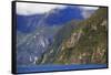 Towering Peaks and Narrow Gorge of Milford Sound on the South Island of New Zealand-Paul Dymond-Framed Stretched Canvas