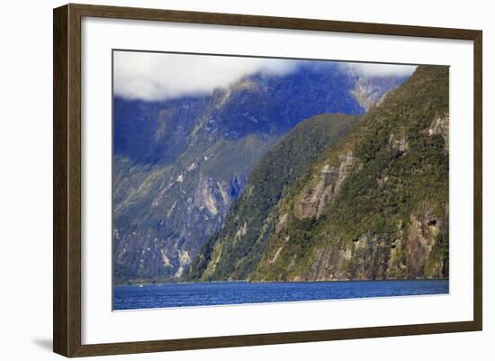 Towering Peaks and Narrow Gorge of Milford Sound on the South Island of New Zealand-Paul Dymond-Framed Photographic Print