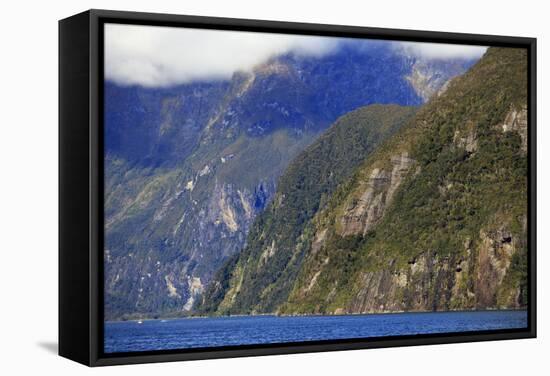 Towering Peaks and Narrow Gorge of Milford Sound on the South Island of New Zealand-Paul Dymond-Framed Stretched Canvas