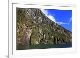 Towering Peaks and Narrow Gorge of Milford Sound on the South Island of New Zealand-Paul Dymond-Framed Photographic Print