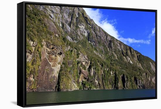 Towering Peaks and Narrow Gorge of Milford Sound on the South Island of New Zealand-Paul Dymond-Framed Stretched Canvas