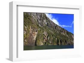 Towering Peaks and Narrow Gorge of Milford Sound on the South Island of New Zealand-Paul Dymond-Framed Photographic Print